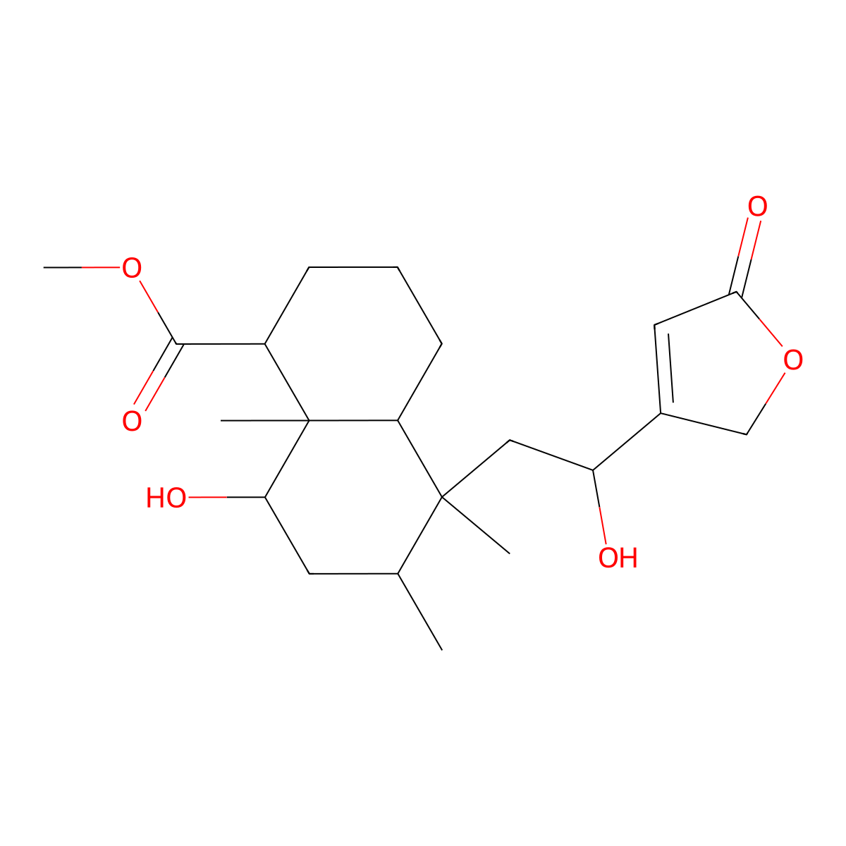 methyl 8-hydroxy-5-[2-hydroxy-2-(5-oxo-2H-furan-3-yl)ethyl]-5,6,8a-trimethyl-1,2,3,4,4a,6,7,8-octahydronaphthalene-1-carboxylate molecular structure, CAS 853247-65-1