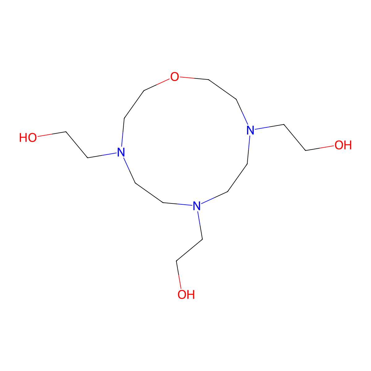 1-Oxa-4,7,10-triazacyclododecane-4,7,10-triethanol molecular structure, CAS 85325-51-5
