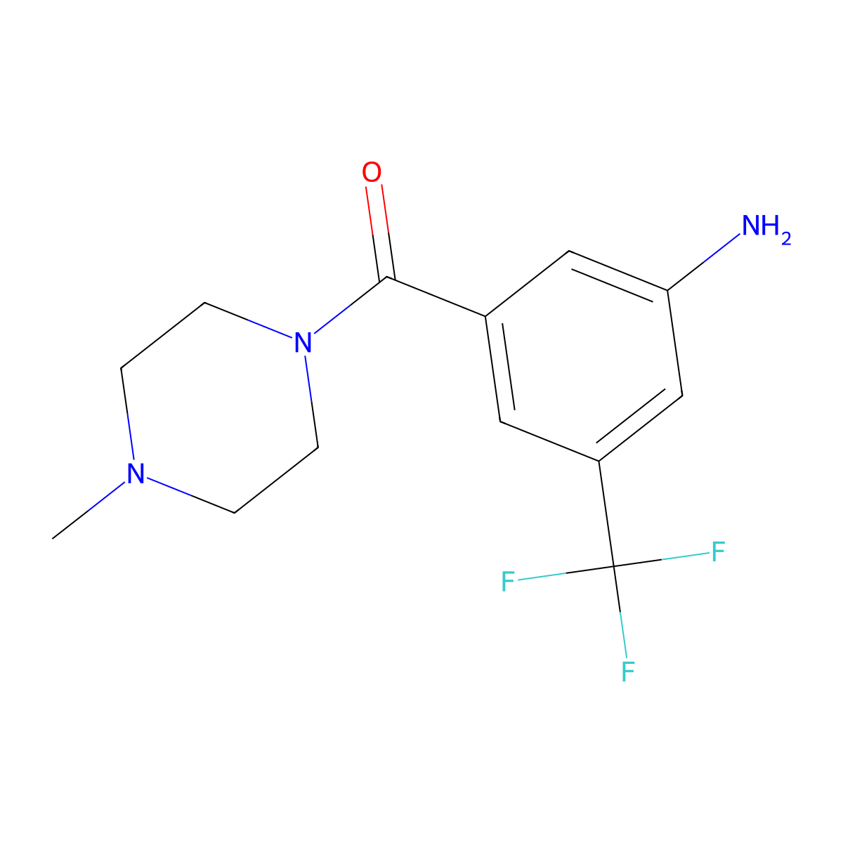 (3-Amino-5-(trifluoromethyl)phenyl)(4-methylpiperazin-1-yl)methanone molecular structure, CAS 853296-96-5