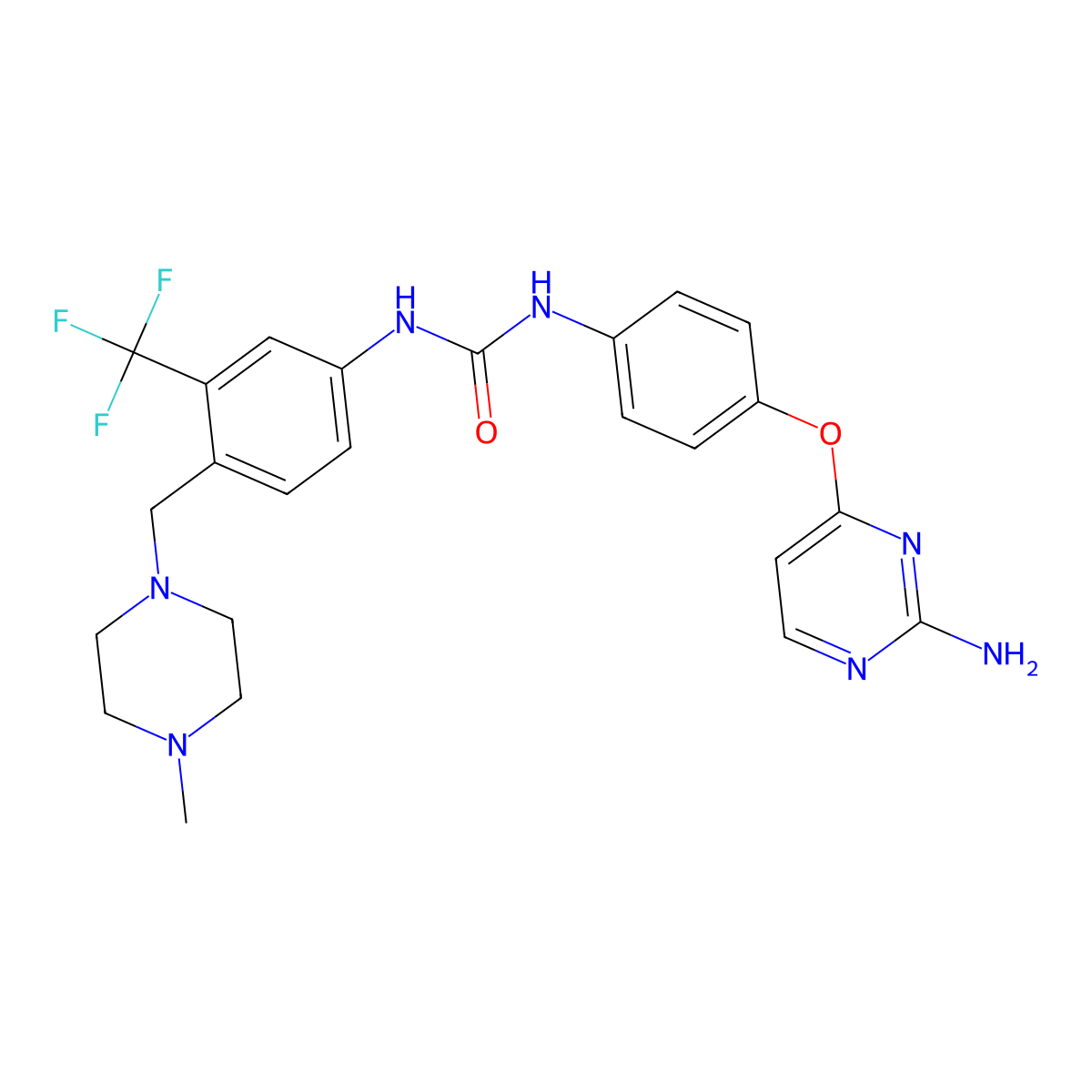 1-[4-(2-Azanylpyrimidin-4-Yl)oxyphenyl]-3-[4-[(4-Methylpiperazin-1-Yl)methyl]-3-(Trifluoromethyl)phenyl]urea molecular structure, CAS 853299-07-7