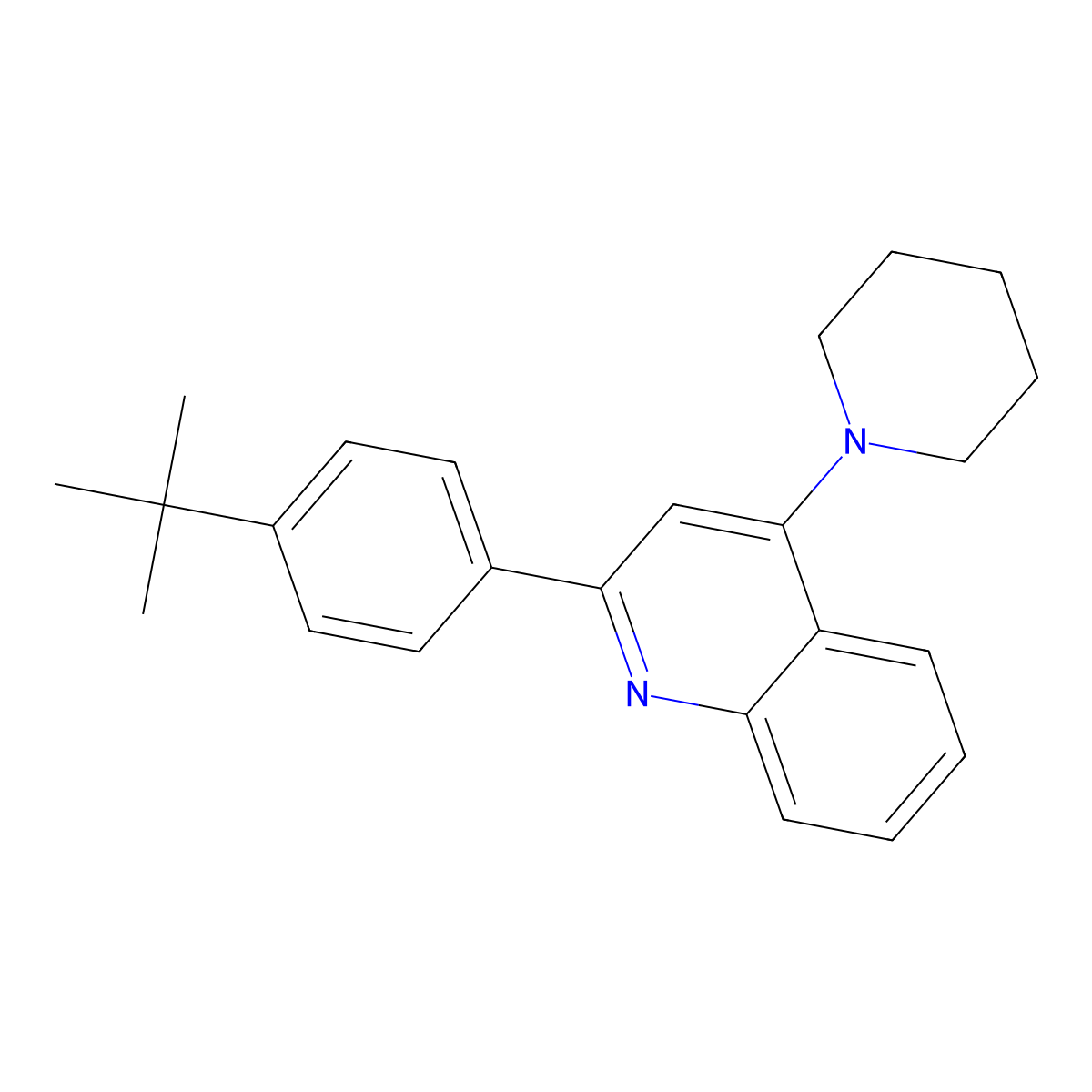 2-(4-Tert-butylphenyl)-4-(1-piperidinyl)quinoline molecular structure, CAS 853310-47-1
