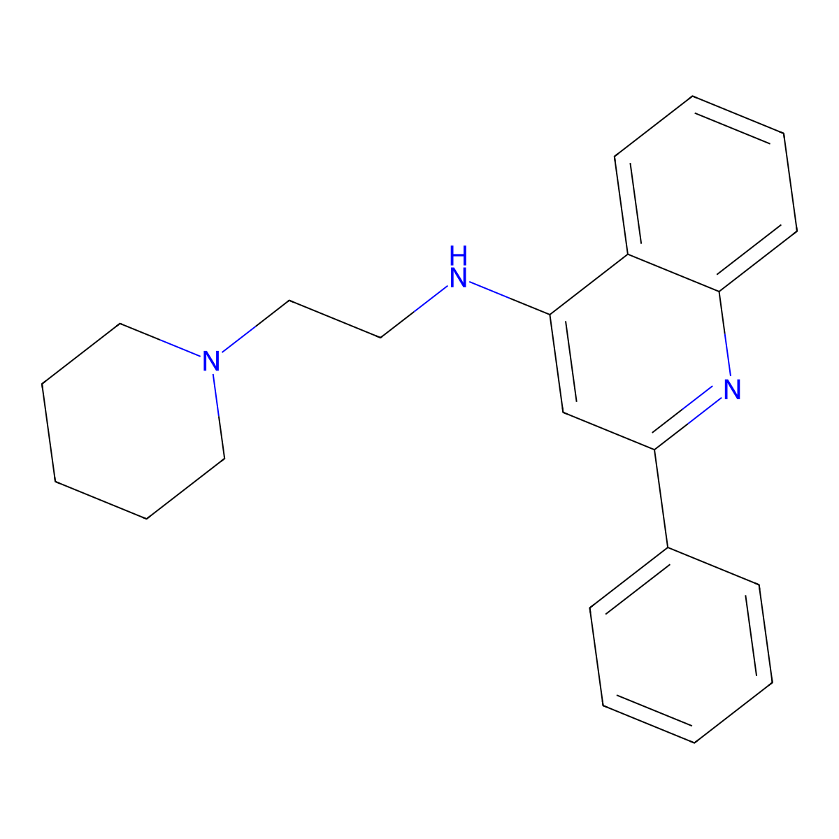 2-Phenyl-N-(2-(1-piperidinyl)ethyl)-4-quinolinamine molecular structure, CAS 853310-63-1