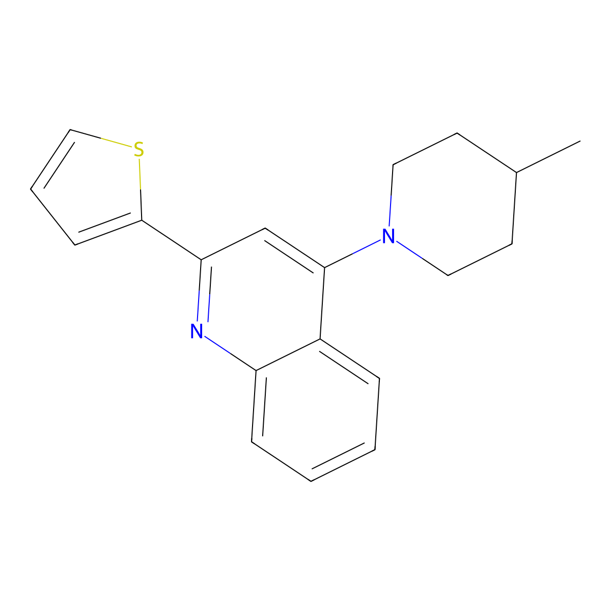 4-(4-Methyl-1-piperidinyl)-2-(2-thienyl)quinoline molecular structure, CAS 853310-87-9
