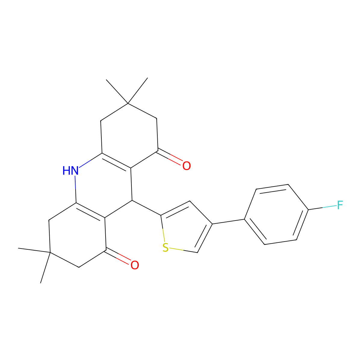 9-(4-(4-Fluorophenyl)-2-thienyl)-3,3,6,6-tetramethyl-3,4,6,7,9,10-hexahydro-1,8(2H,5H)-acridinedione molecular structure, CAS 853310-95-9