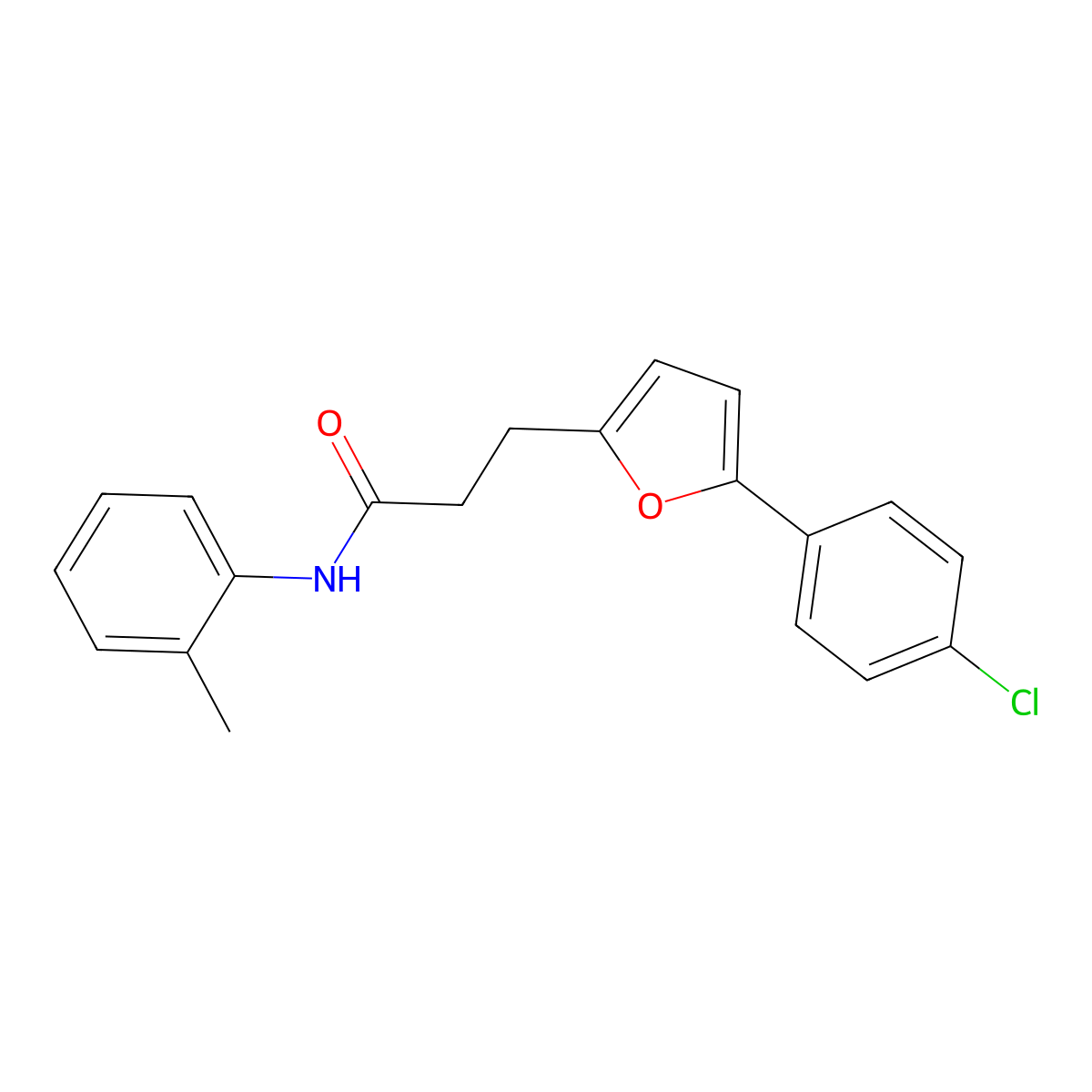 3-(5-(4-Chlorophenyl)-2-furyl)-N-(2-methylphenyl)propanamide molecular structure, CAS 853311-85-0