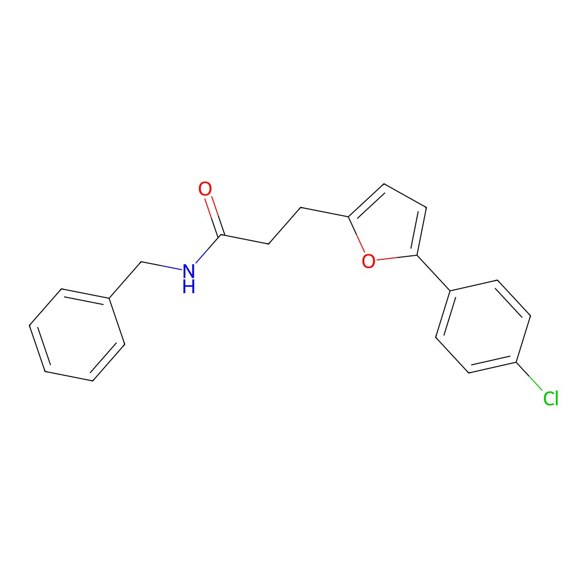 N-Benzyl-3-(5-(4-chlorophenyl)-2-furyl)propanamide molecular structure, CAS 853312-07-9