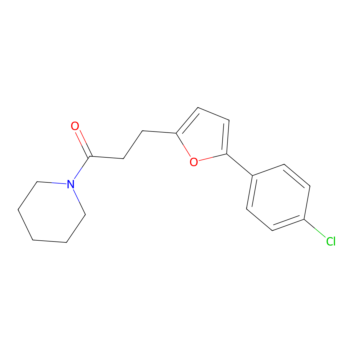 1-(3-(5-(4-Chlorophenyl)-2-furyl)propanoyl)piperidine molecular structure, CAS 853312-23-9