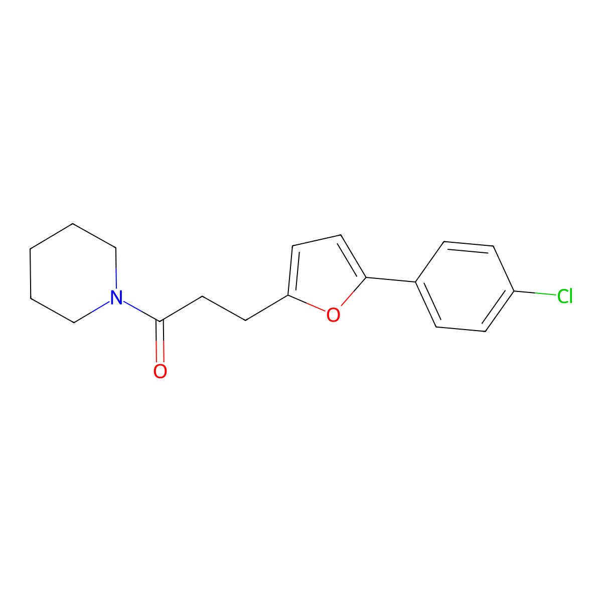 1-(3-(5-(4-Chlorophenyl)-2-furyl)propanoyl)piperidine molecular structure, CAS 853312-23-9