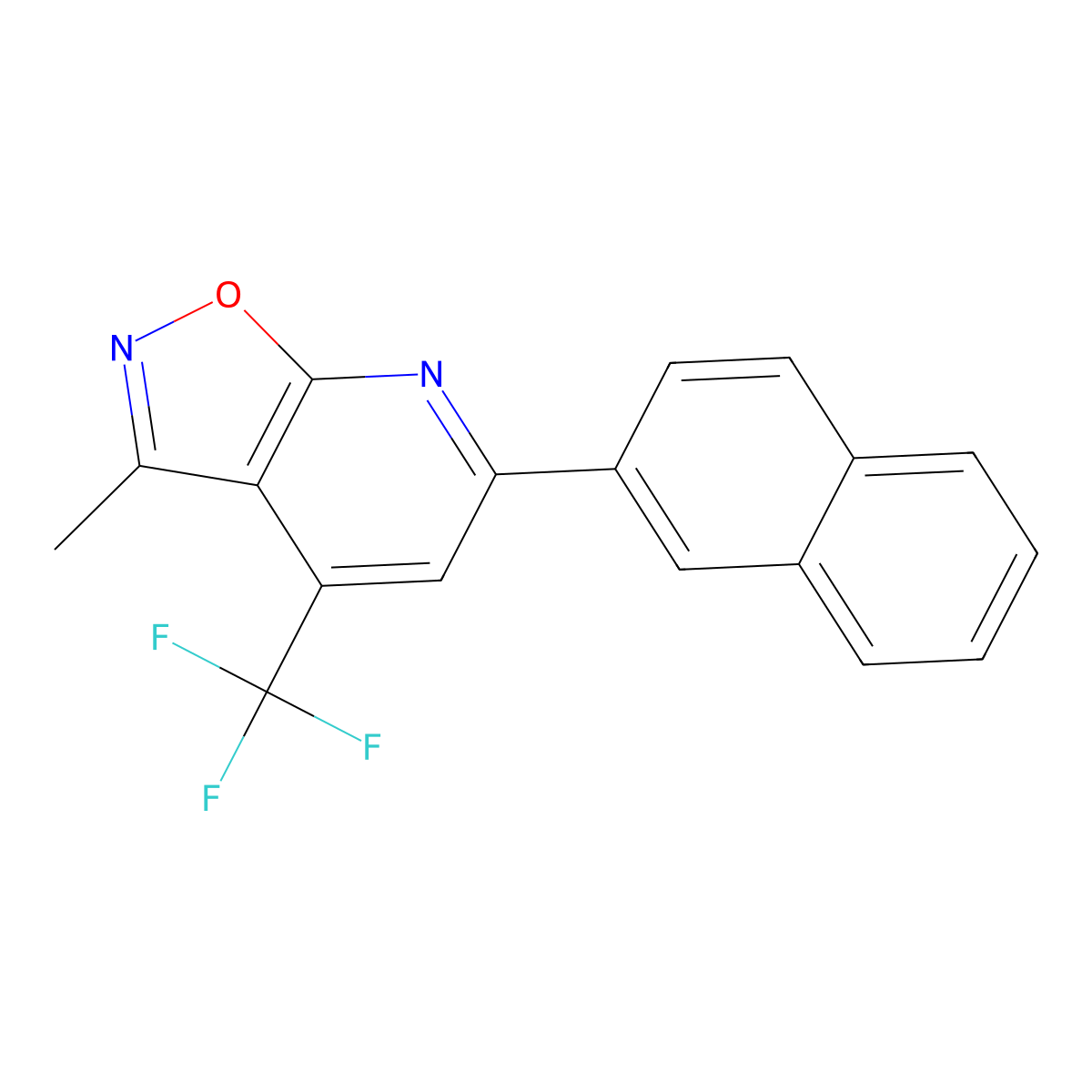 3-Methyl-6-(2-naphthyl)-4-(trifluoromethyl)isoxazolo(5,4-B)pyridine molecular structure, CAS 853312-75-1
