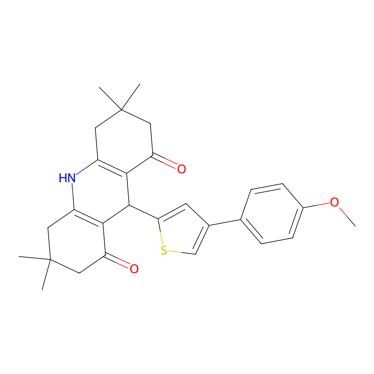 9-(4-(4-Methoxyphenyl)-2-thienyl)-3,3,6,6-tetramethyl-3,4,6,7,9,10-hexahydro-1,8(2H,5H)-acridinedione molecular structure, CAS 853313-23-2