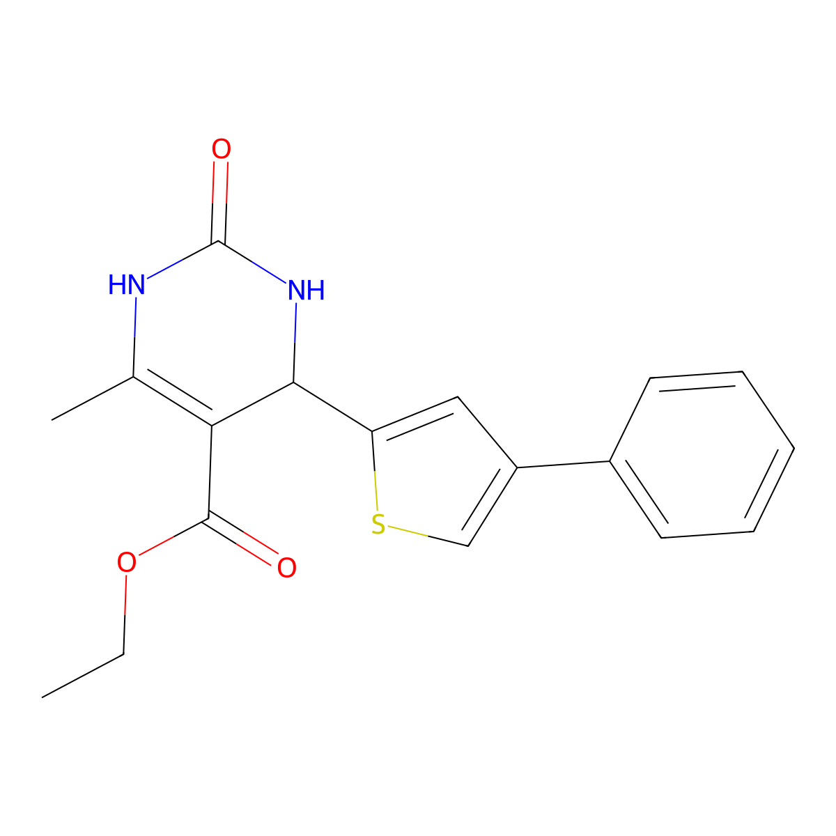 Ethyl 6-methyl-2-oxo-4-(4-phenyl-2-thienyl)-1,2,3,4-tetrahydro-5-pyrimidinecarboxylate molecular structure, CAS 853315-28-3