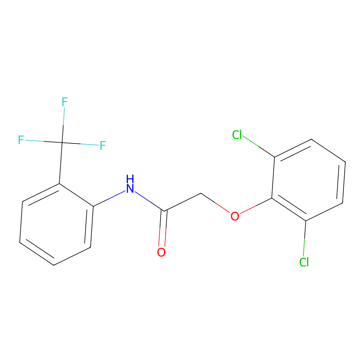 2-(2,6-Dichlorophenoxy)-N-(2-(trifluoromethyl)phenyl)acetamide molecular structure, CAS 853315-34-1