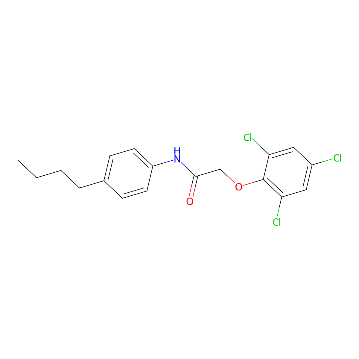 N-(4-Butylphenyl)-2-(2,4,6-trichlorophenoxy)acetamide molecular structure, CAS 853315-90-9