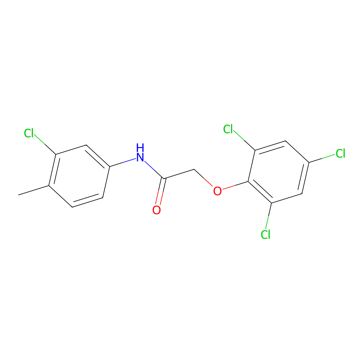 N-(3-Chloro-4-methylphenyl)-2-(2,4,6-trichlorophenoxy)acetamide molecular structure, CAS 853316-02-6