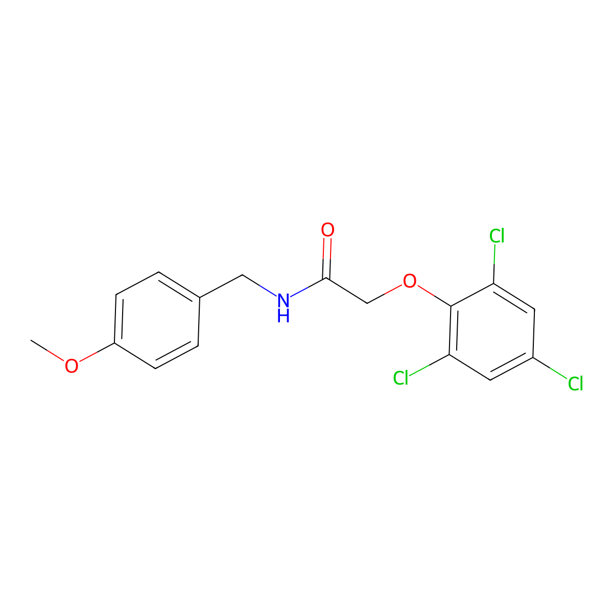 N-(4-Methoxybenzyl)-2-(2,4,6-trichlorophenoxy)acetamide molecular structure, CAS 853316-41-3