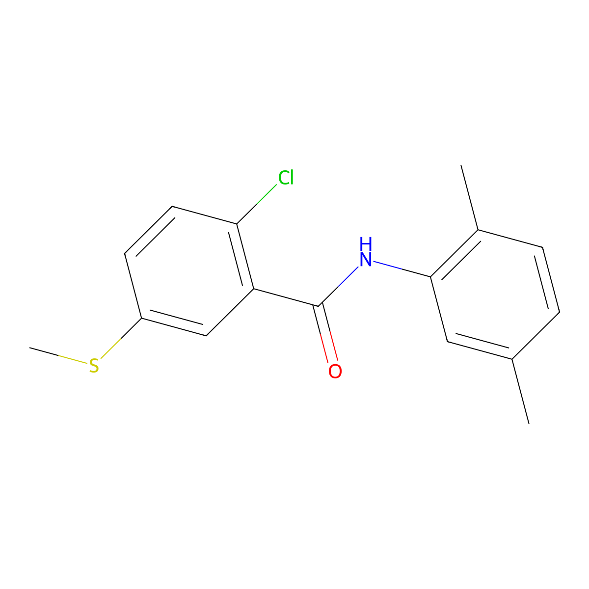 2-Chloro-N-(2,5-dimethylphenyl)-5-(methylthio)benzamide molecular structure, CAS 853316-45-7