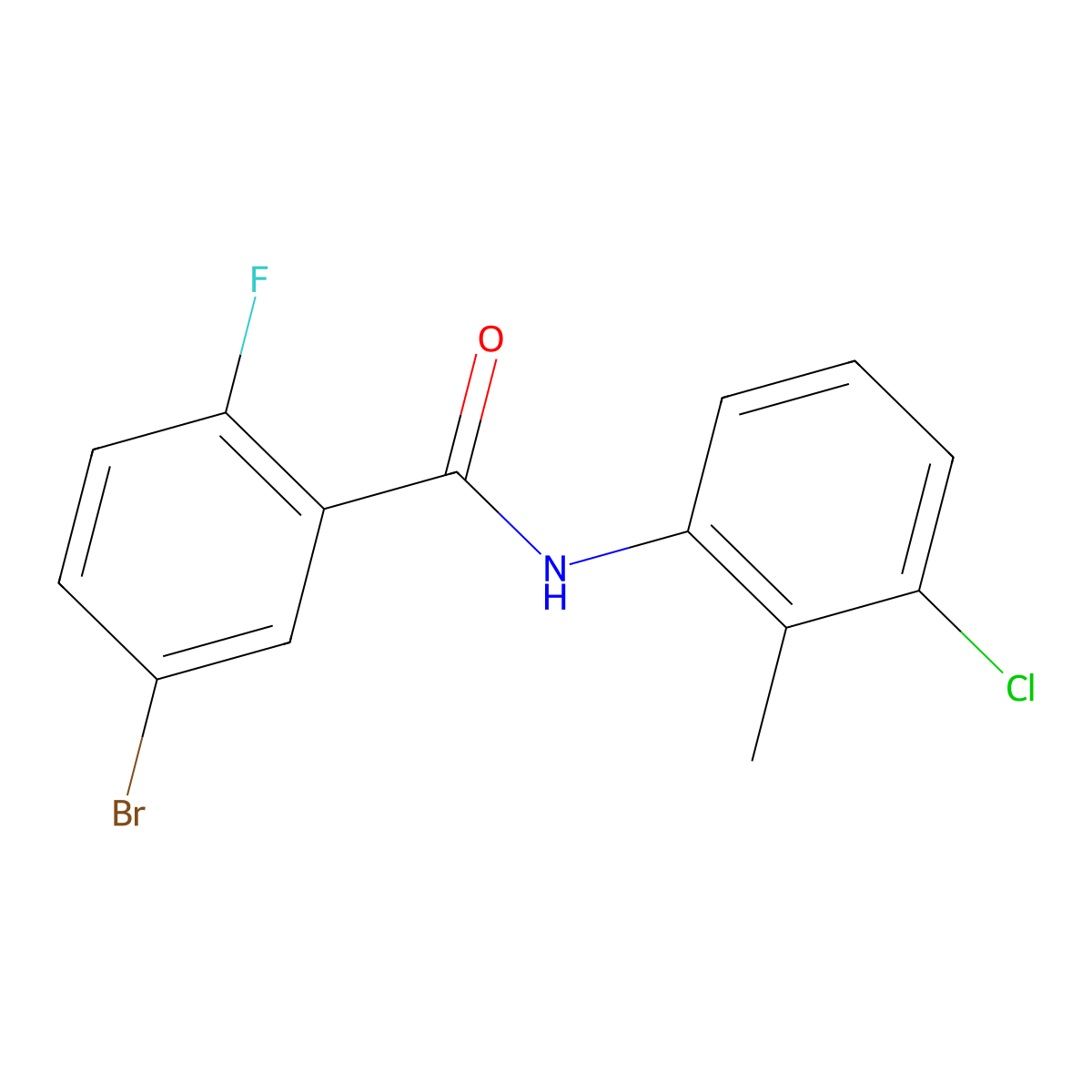 5-Bromo-N-(3-chloro-2-methylphenyl)-2-fluorobenzamide molecular structure, CAS 853317-30-3