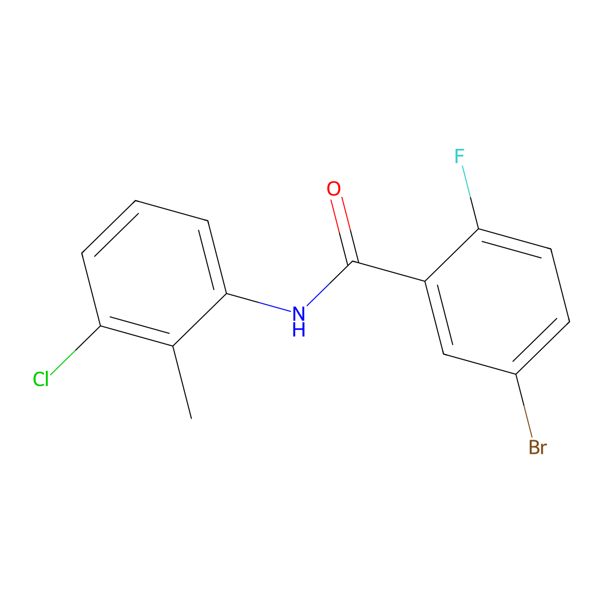 5-Bromo-N-(3-chloro-2-methylphenyl)-2-fluorobenzamide molecular structure, CAS 853317-30-3