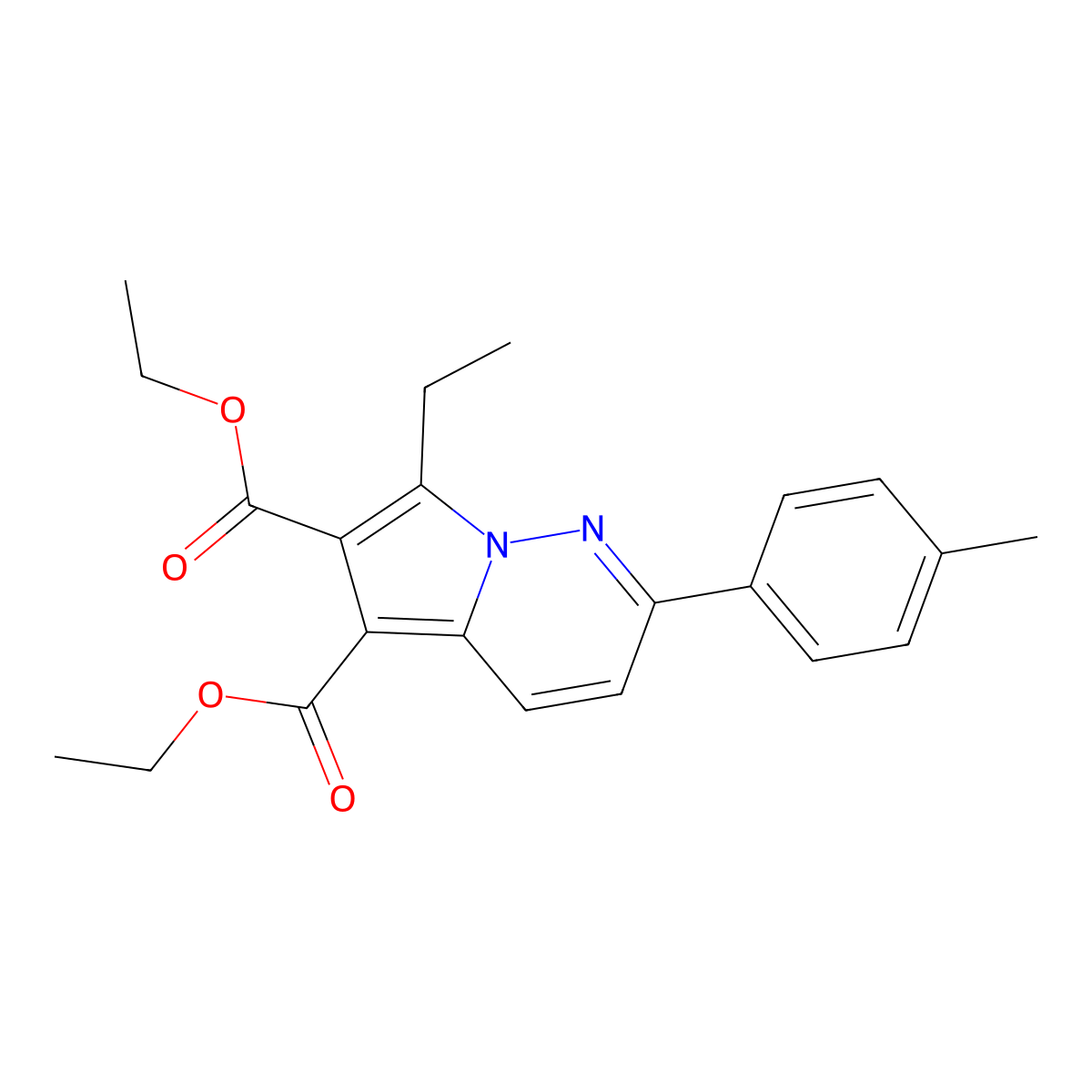 Diethyl 7-ethyl-2-(4-methylphenyl)pyrrolo(1,2-B)pyridazine-5,6-dicarboxylate molecular structure, CAS 853318-21-5