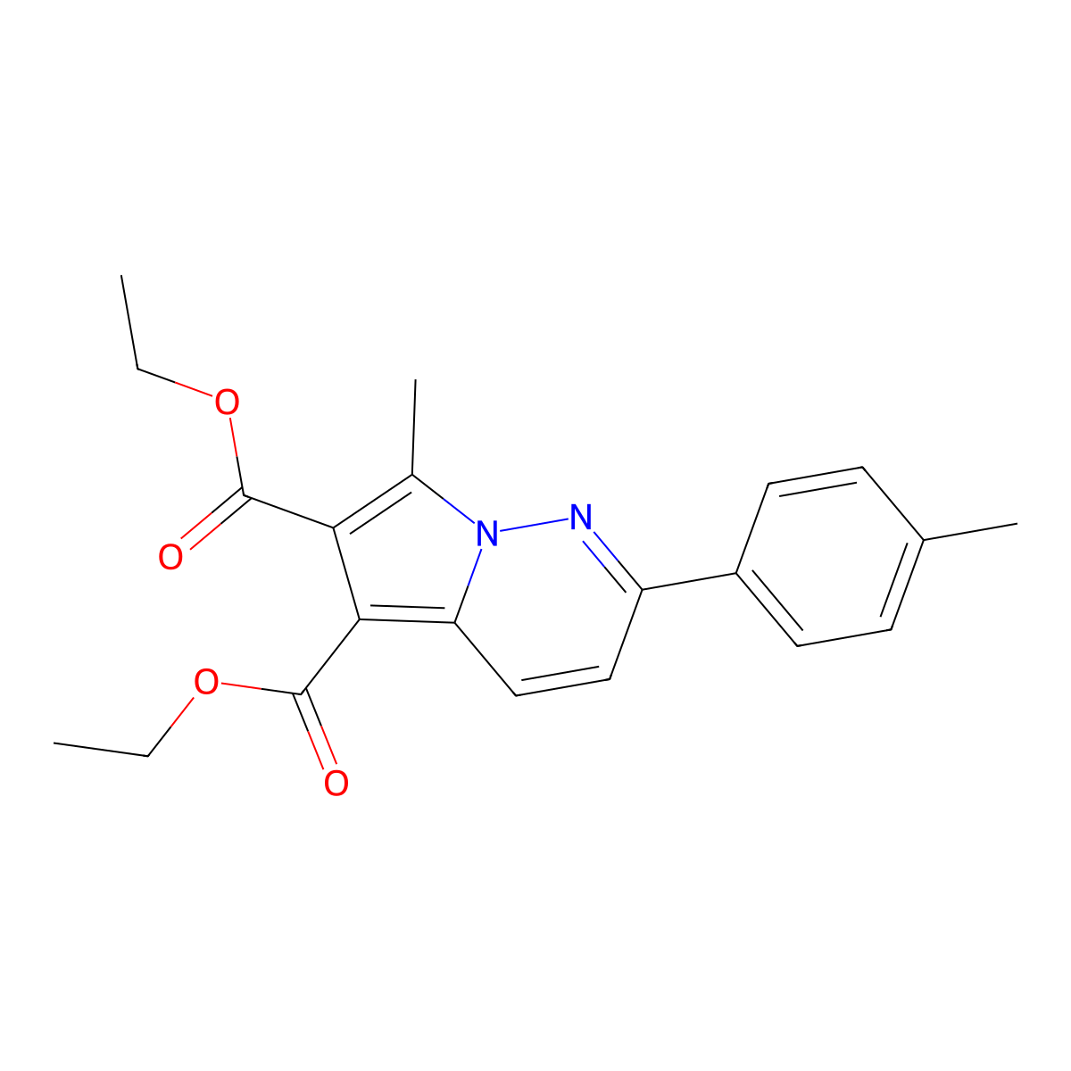 Diethyl 7-methyl-2-(4-methylphenyl)pyrrolo(1,2-B)pyridazine-5,6-dicarboxylate molecular structure, CAS 853318-23-7