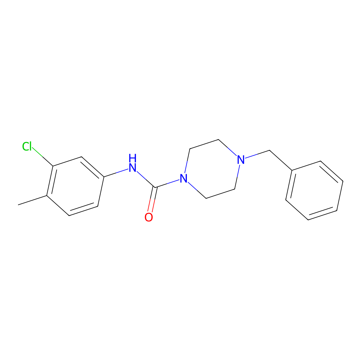 4-Benzyl-N-(3-chloro-4-methylphenyl)-1-piperazinecarboxamide molecular structure, CAS 853319-21-8