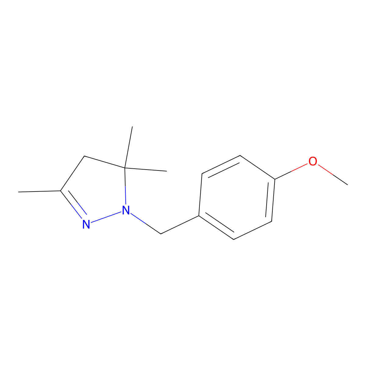1-[(4-methoxyphenyl)methyl]-3,5,5-trimethyl-4H-pyrazole molecular structure, CAS 853319-85-4