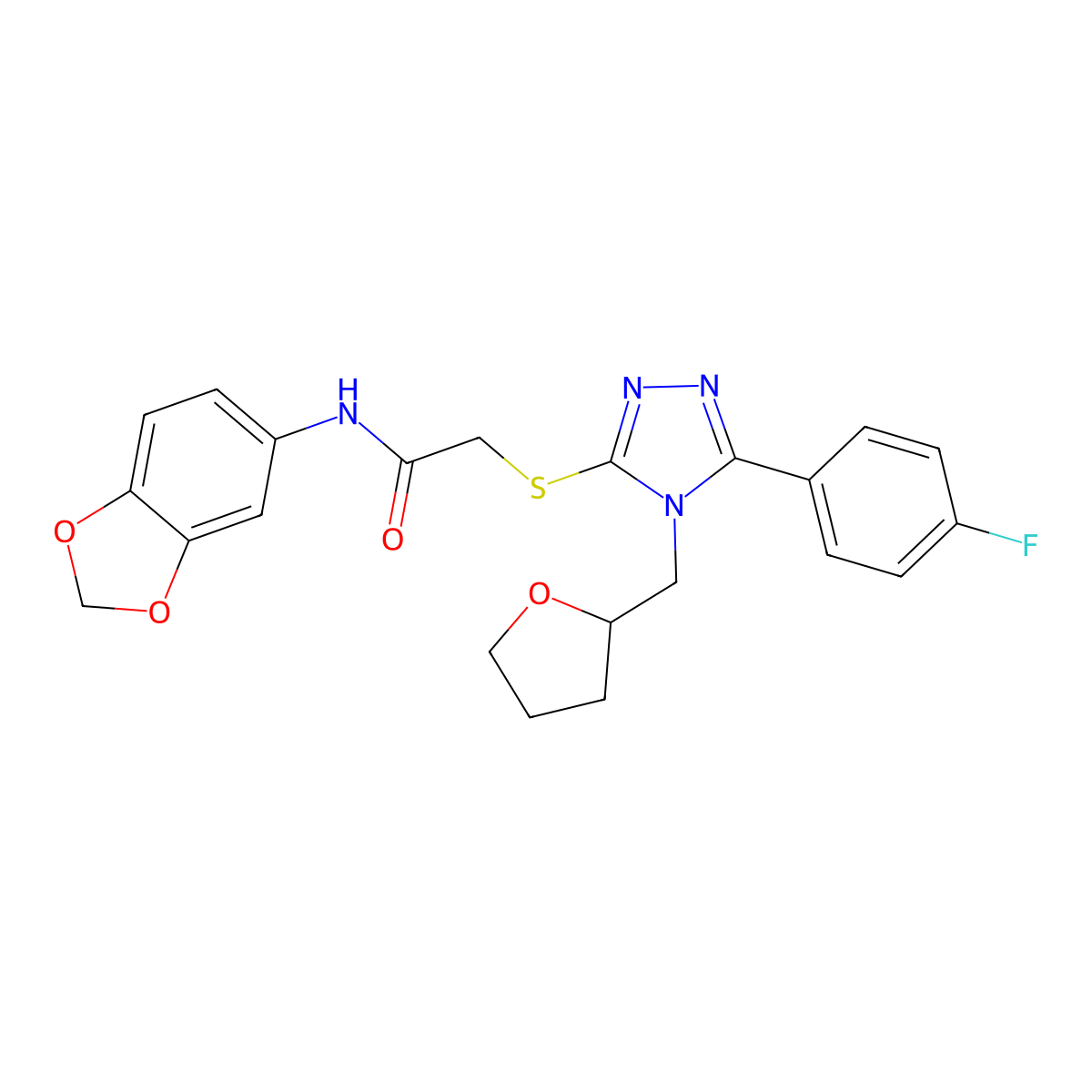 N-(2H-1,3-benzodioxol-5-yl)-2-{[5-(4-fluorophenyl)-4-[(oxolan-2-yl)methyl]-4H-1,2,4-triazol-3-yl]sulfanyl}acetamide molecular structure, CAS 853321-56-9