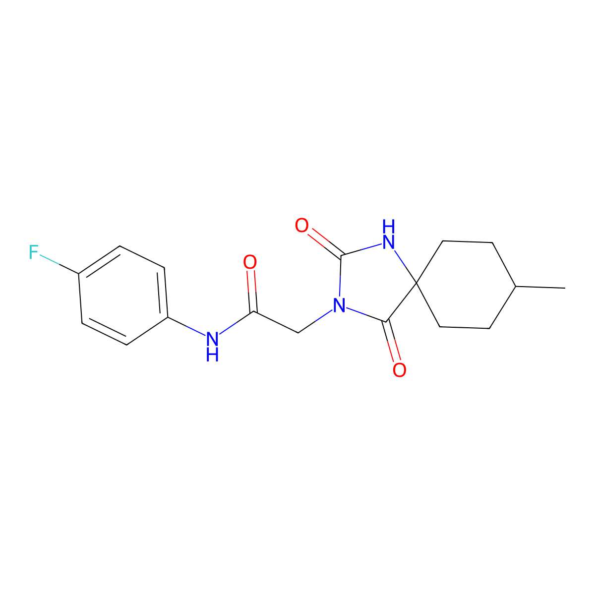 N-(4-fluorophenyl)-2-(8-methyl-2,4-dioxo-1,3-diazaspiro[4.5]decan-3-yl)acetamide molecular structure, CAS 853323-51-0