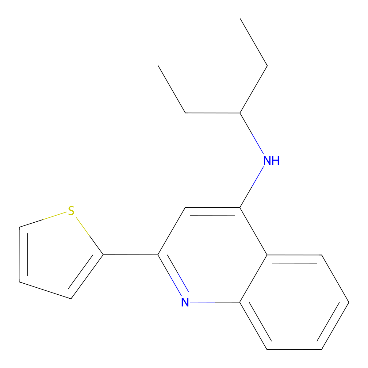 N-(1-Ethylpropyl)-2-(2-thienyl)-4-quinolinamine molecular structure, CAS 853328-22-0