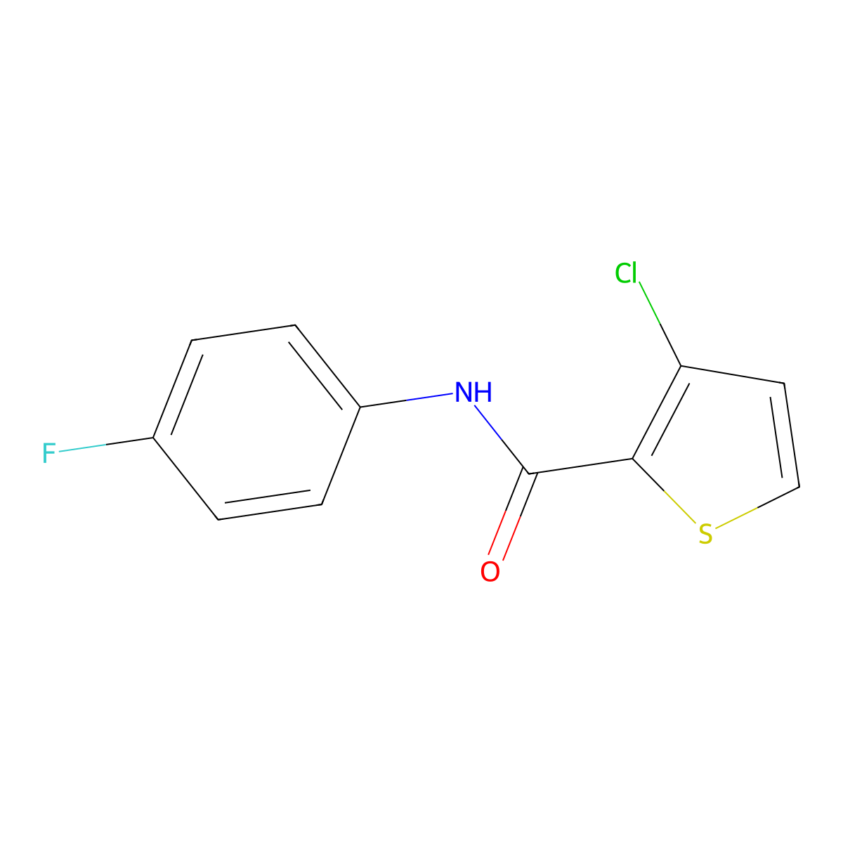 3-Chloro-N-(4-fluorophenyl)-2-thiophenecarboxamide molecular structure, CAS 853328-86-6