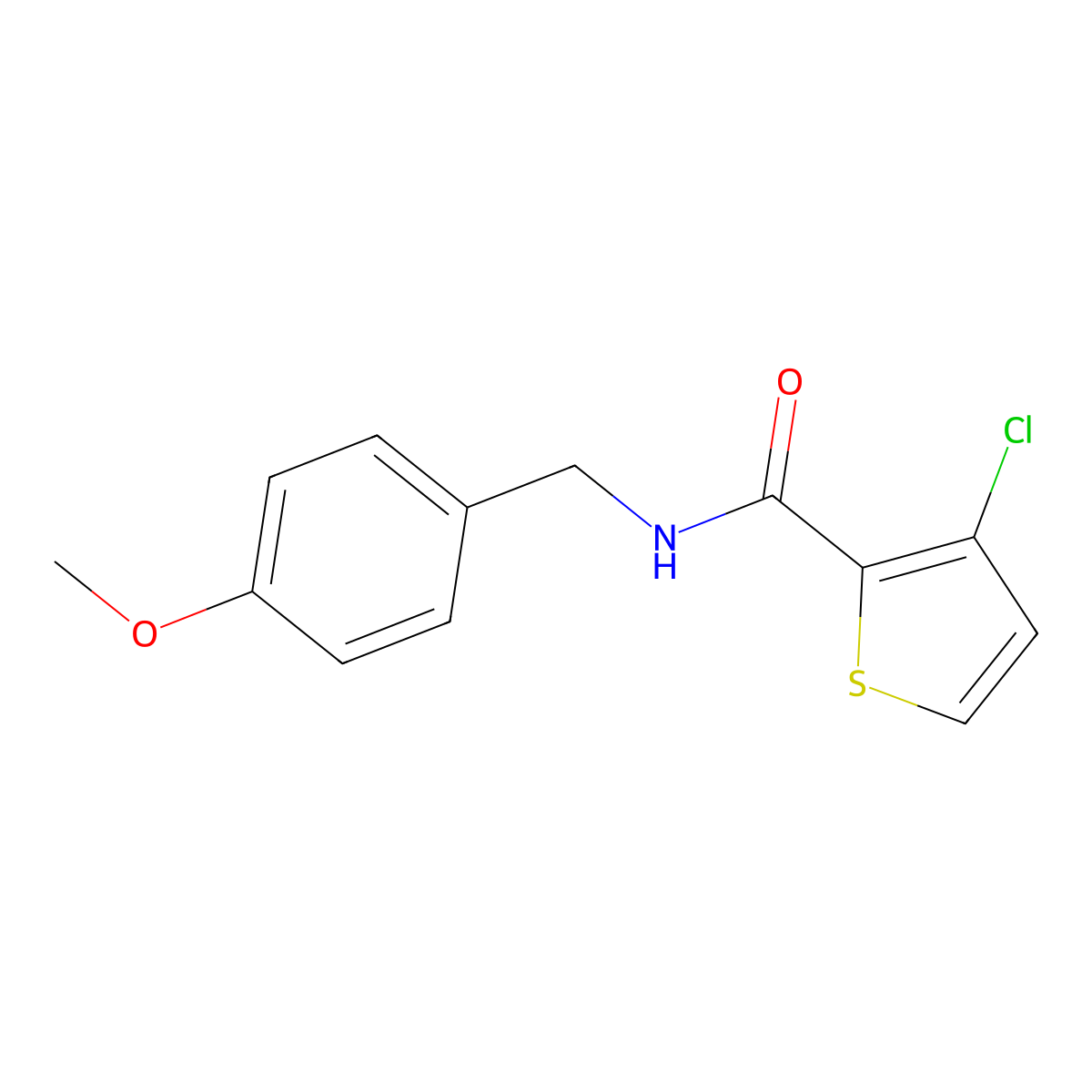 3-Chloro-N-(4-methoxybenzyl)-2-thiophenecarboxamide molecular structure, CAS 853329-03-0