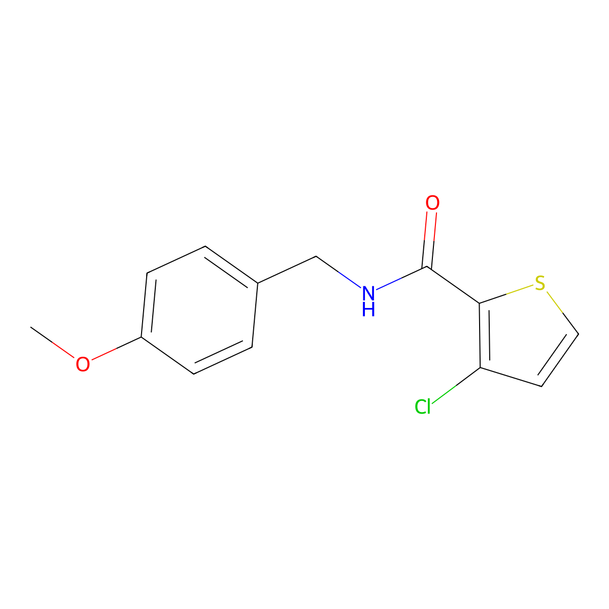 3-Chloro-N-(4-methoxybenzyl)-2-thiophenecarboxamide molecular structure, CAS 853329-03-0