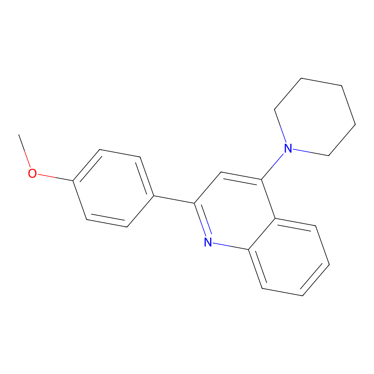 2-(4-Methoxyphenyl)-4-(1-piperidinyl)quinoline molecular structure, CAS 853331-11-0