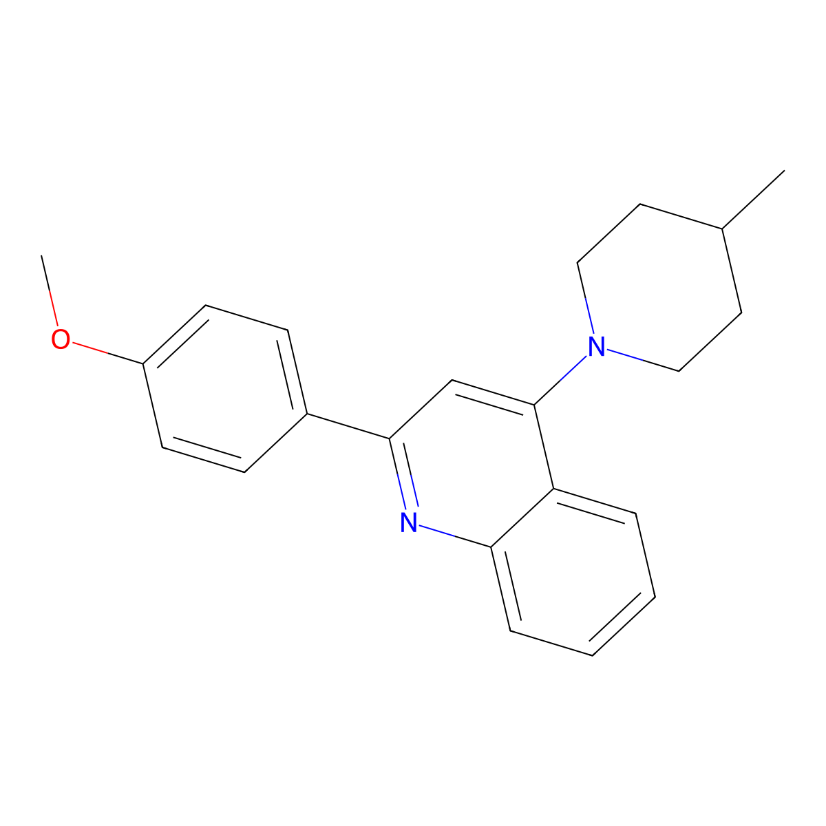 2-(4-Methoxyphenyl)-4-(4-methyl-1-piperidinyl)quinoline molecular structure, CAS 853333-36-5