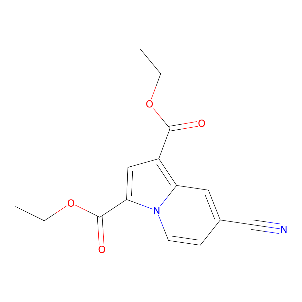 Diethyl 7-cyanoindolizine-1,3-dicarboxylate molecular structure, CAS 853334-06-2