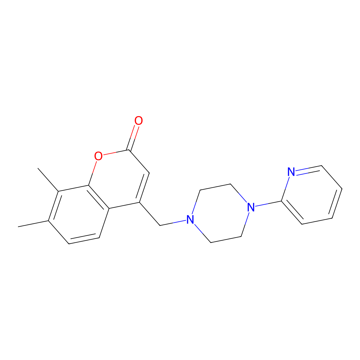 7,8-dimethyl-4-{[4-(pyridin-2-yl)piperazin-1-yl]methyl}-2H-chromen-2-one molecular structure, CAS 853337-26-5