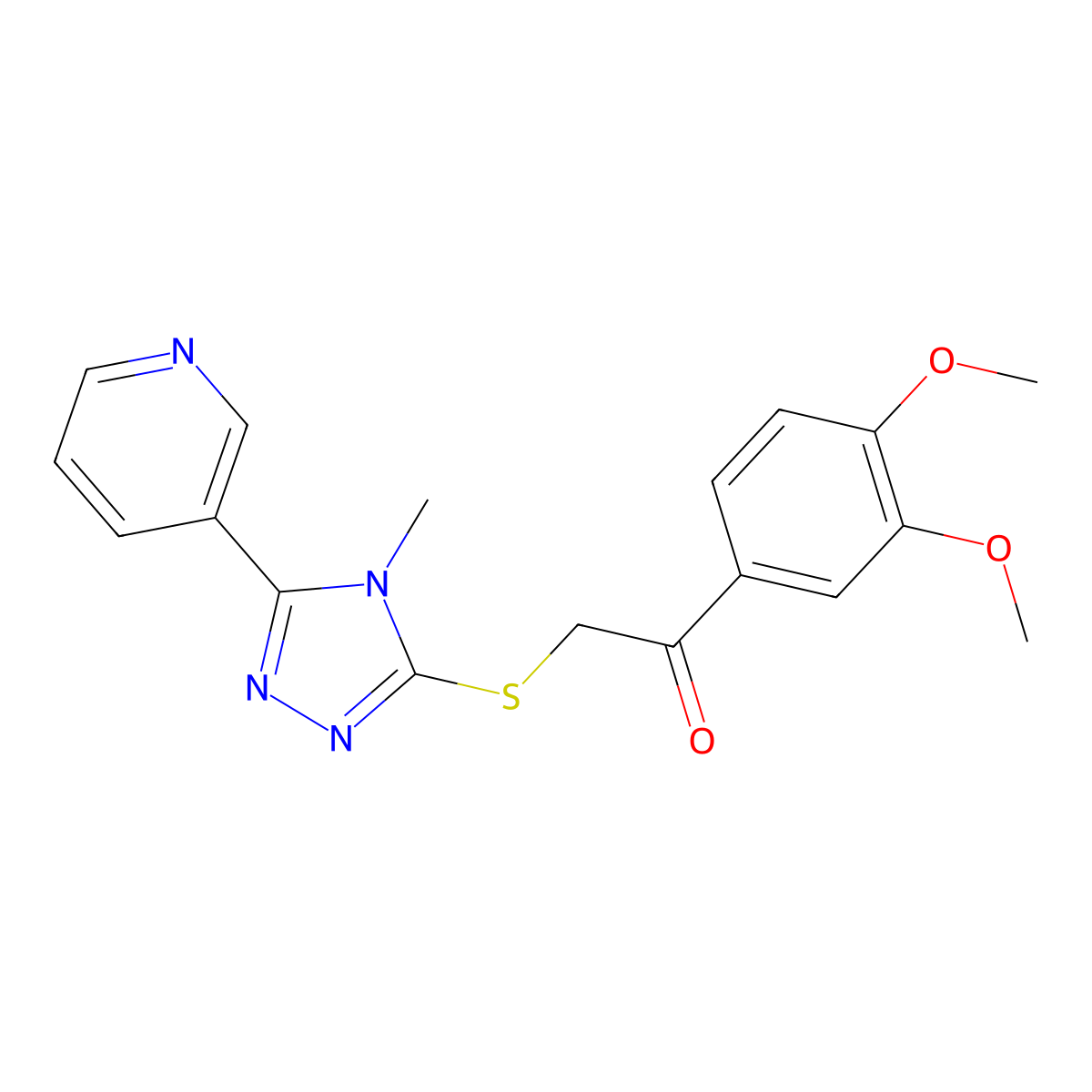 1-(3,4-dimethoxyphenyl)-2-{[4-methyl-5-(pyridin-3-yl)-4H-1,2,4-triazol-3-yl]sulfanyl}ethanone molecular structure, CAS 853337-79-8