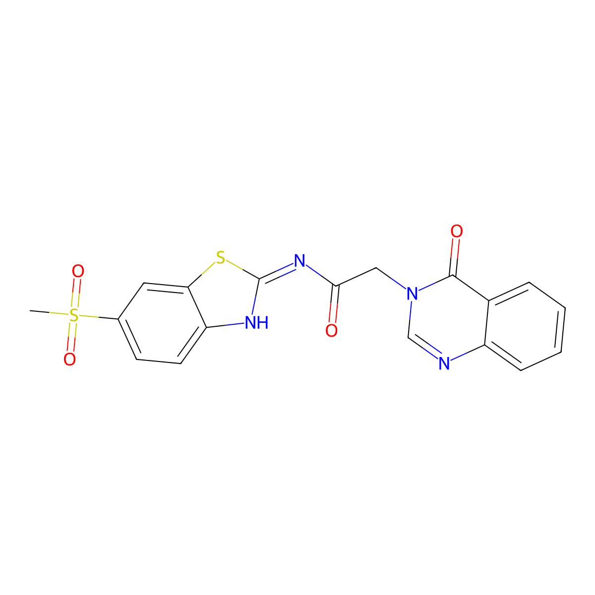 N-(6-methanesulfonyl-1,3-benzothiazol-2-yl)-2-(4-oxo-3,4-dihydroquinazolin-3-yl)acetamide molecular structure, CAS 853340-38-2