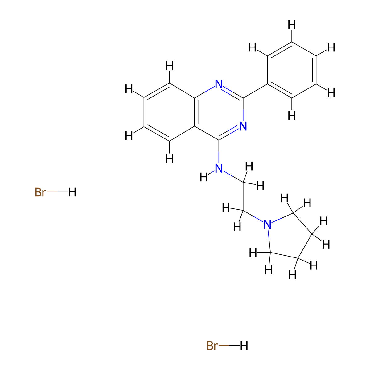 2-Phenyl-N-(2-(1-pyrrolidinyl)ethyl)-4-quinazolinamine dihydrobromide molecular structure, CAS 853344-14-6