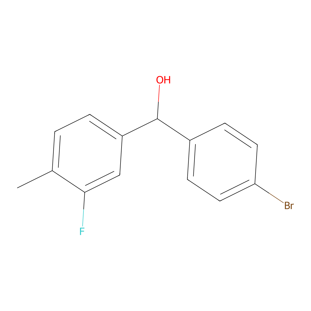 (4-Bromophenyl)(3-fluoro-4-methylphenyl)methanol molecular structure, CAS 853348-88-6