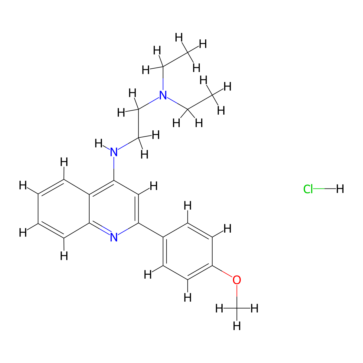 N(1),N(1)-Diethyl-N(2)-(2-(4-methoxyphenyl)-4-quinolinyl)-1,2-ethanediamine hydrochloride molecular structure, CAS 853349-69-6
