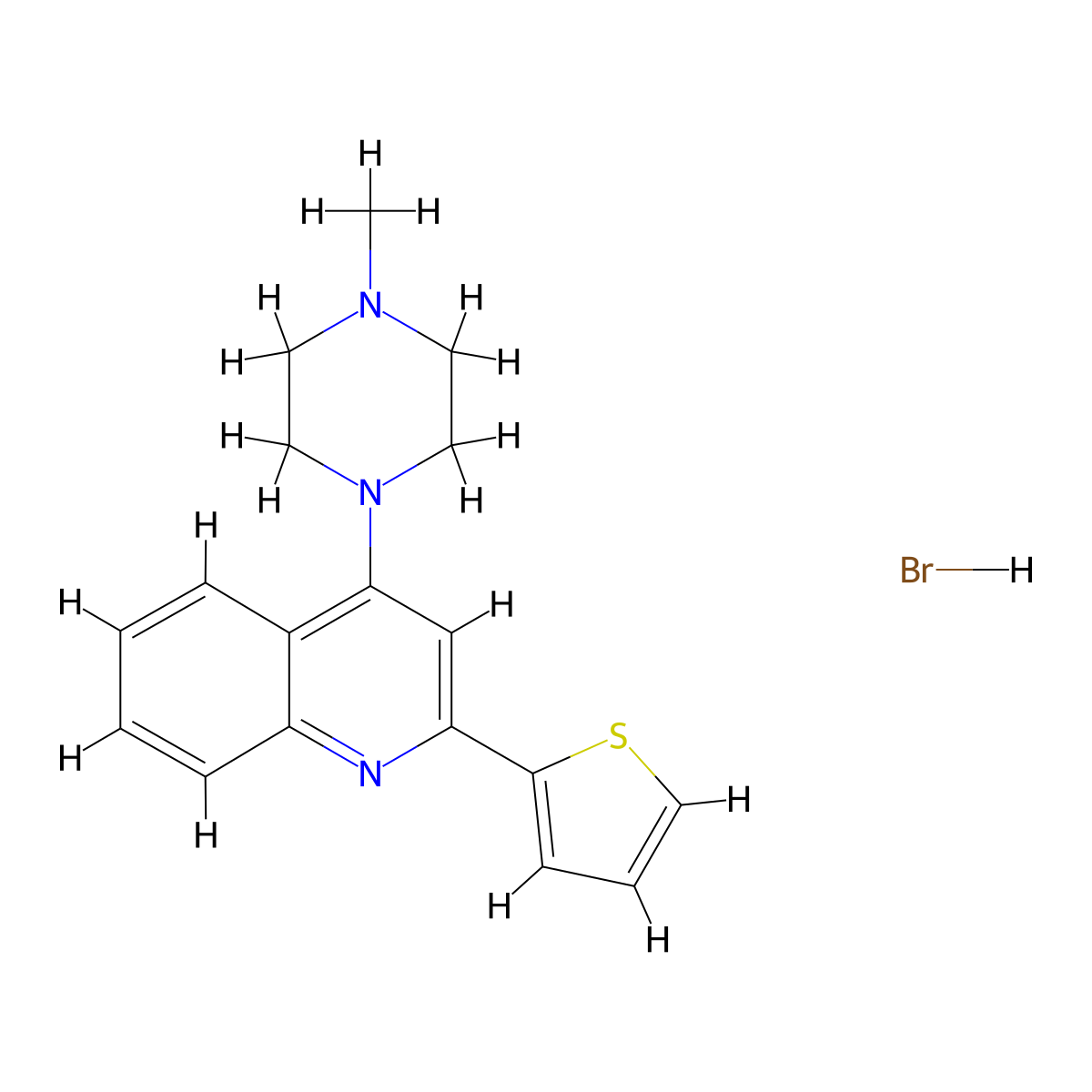 4-(4-Methyl-1-piperazinyl)-2-(2-thienyl)quinoline hydrobromide molecular structure, CAS 853349-74-3