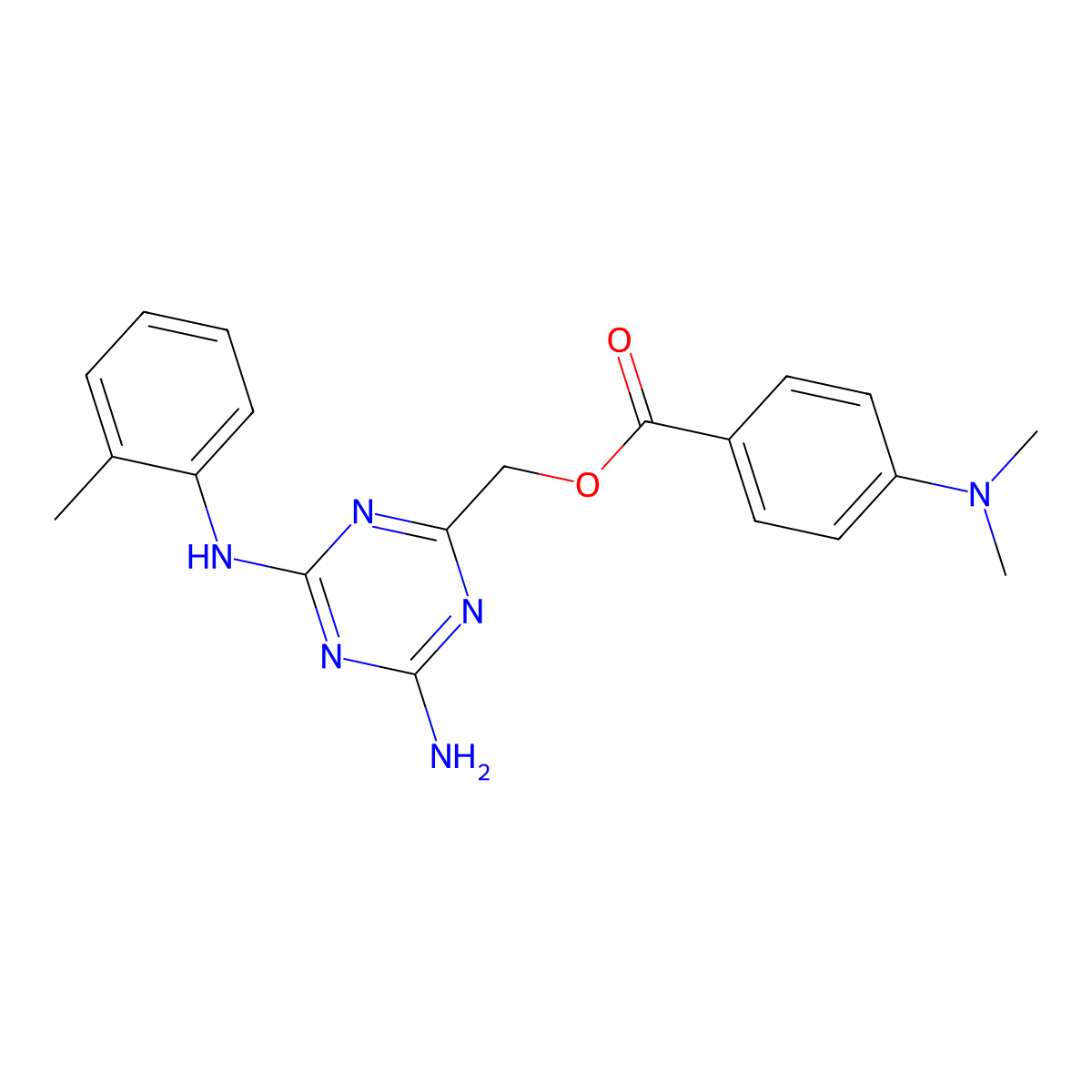 (4-Amino-6-(o-tolylamino)-1,3,5-triazin-2-yl)methyl 4-(dimethylamino)benzoate molecular structure, CAS 853352-52-0