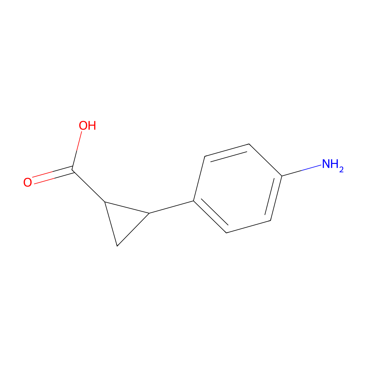 (1R,2R)-2-(4-aminophenyl)cyclopropane-1-carboxylic acid molecular structure, CAS 853403-98-2
