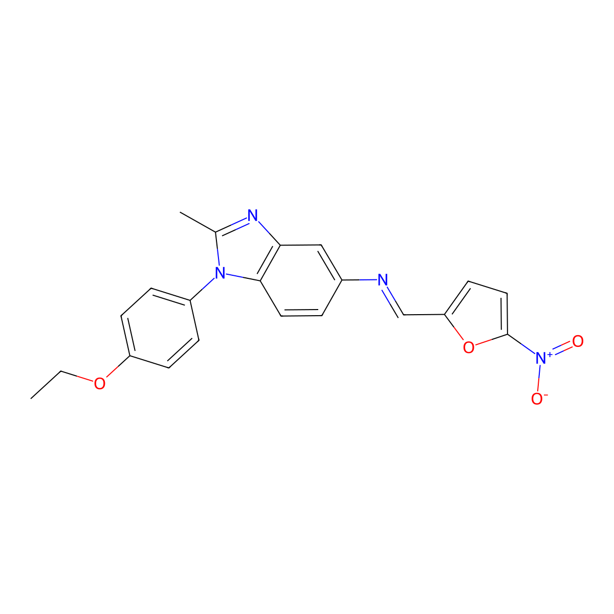 N-(1-(4-Ethoxyphenyl)-2-methyl-1H-benzimidazol-5-YL)-N-((5-nitro-2-furyl)methylidene)amine molecular structure, CAS 853407-12-2