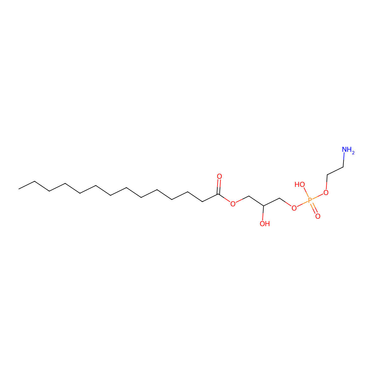 1-Myristoyl-rac-glycero-3-phosphoethanolamine molecular structure, CAS 85342-70-7
