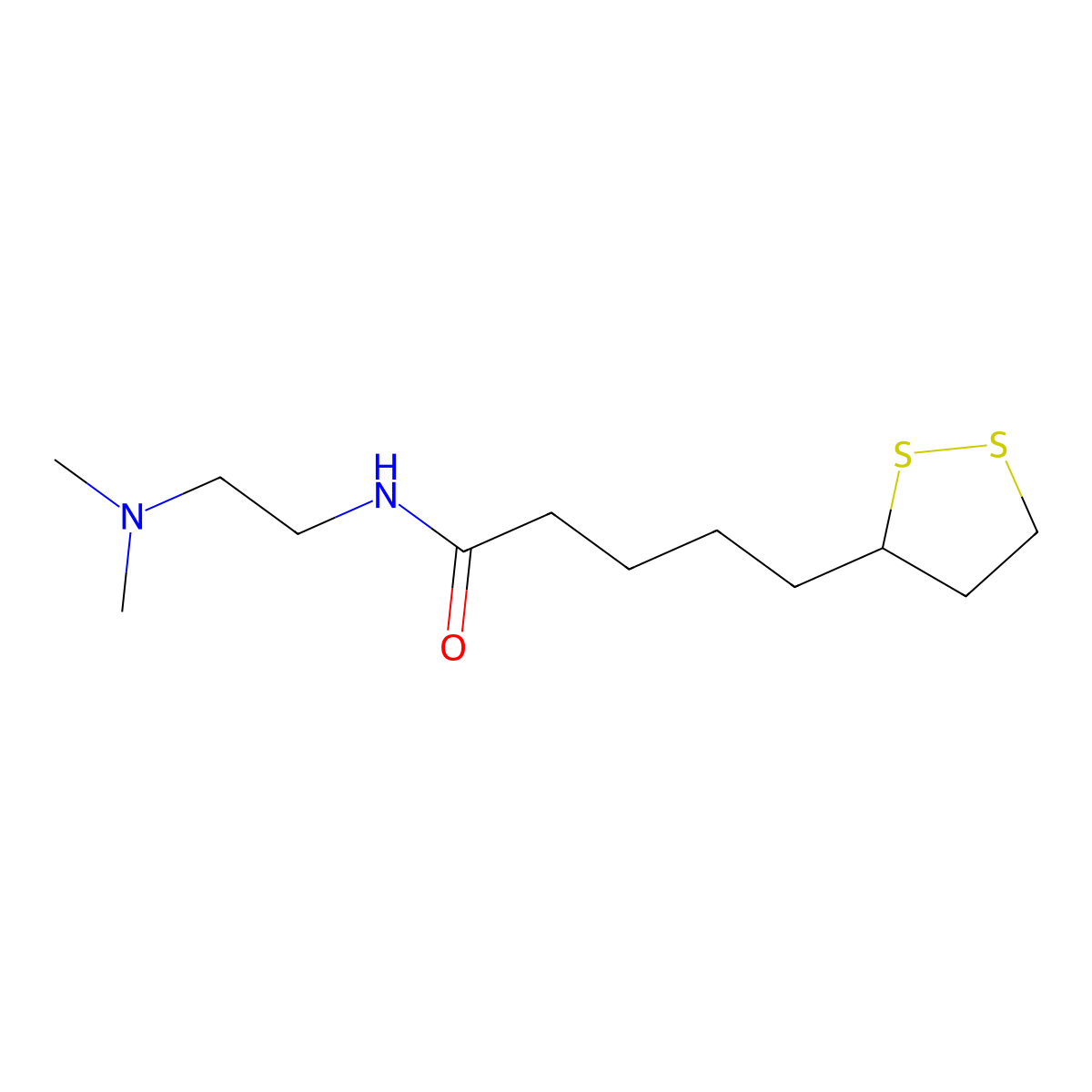 1,2-Dithiolane-3-pentanamide, N-[2-(dimethylamino)ethyl]- molecular structure, CAS 85344-62-3