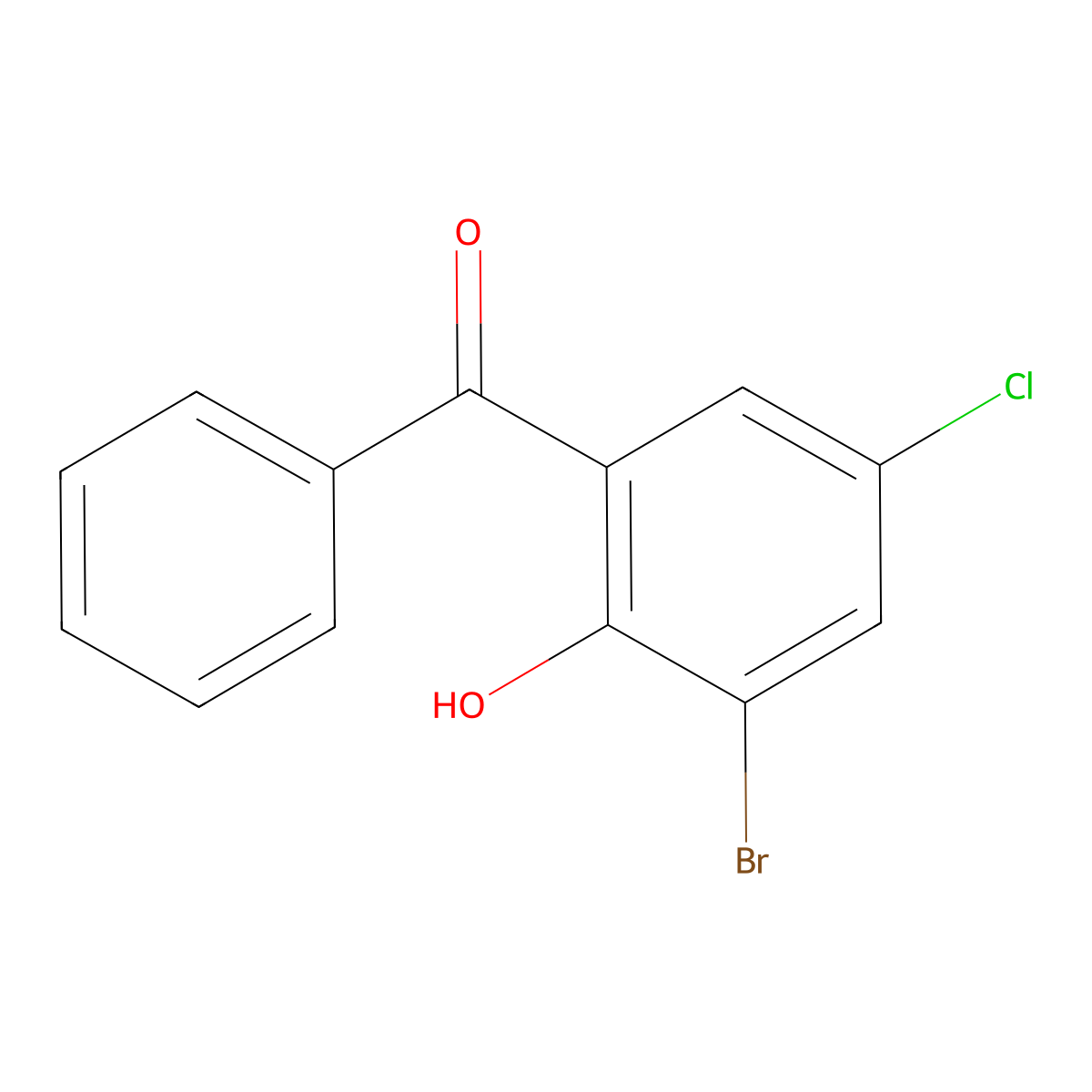 3-Bromo-5-chloro-2-hydroxybenzophenone molecular structure, CAS 85346-47-0