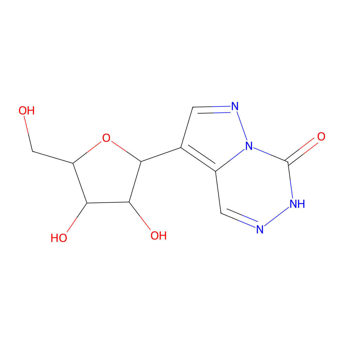 7-[3,4-Dihydroxy-5-(hydroxymethyl)oxolan-2-yl]-1,3,4,9-tetrazabicyclo[4.3.0]nona-4,6,8-trien-2-one molecular structure, CAS 85357-21-7