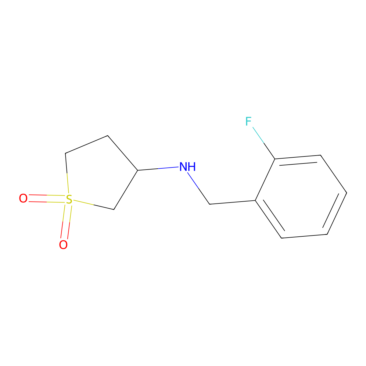 3-{[(2-Fluorophenyl)methyl]amino}thiolane-1,1-dione molecular structure, CAS 853574-06-8